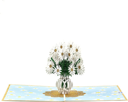 Pop up Card, Greeting Card, Daisy Bouquet Flowers, for Mother'S Day, Fathers Days, Anniversary Card, Birthday Card, Love Card, Valentine Cards, Thank You Card, All Occasions